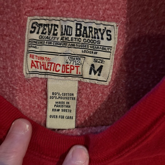 VINTAGE UMASS Minuteman Sweatshirt Men's Med Crew Neck Steve & Barrys Y2K Maroon - Picture 2 of 3